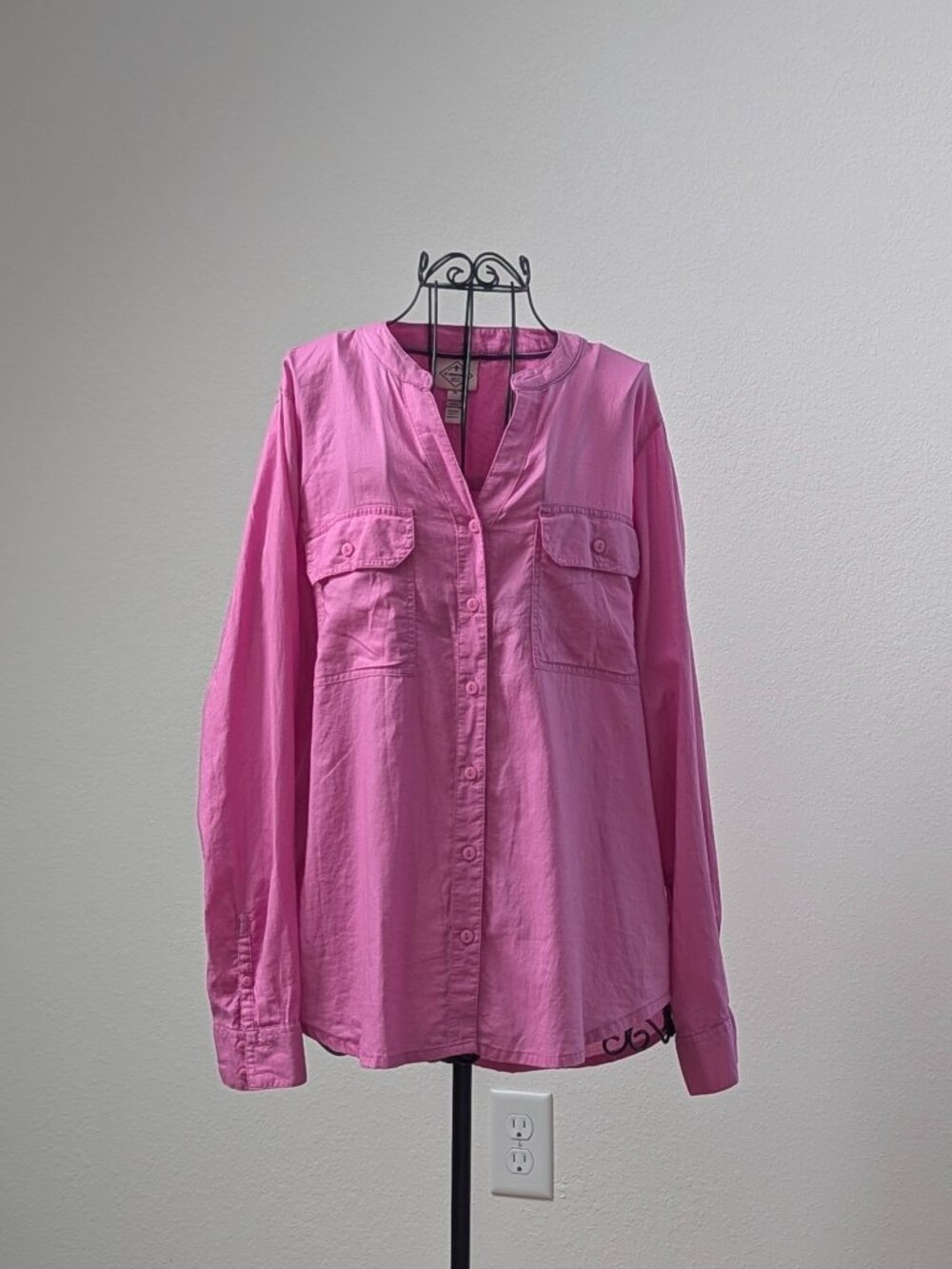 NWOT St. John's Bay XL 100% Cotton Pink Button Front Shirt